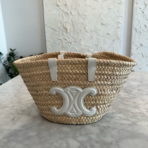 Celine Handbags - Celine Raffia Triomphe teen Bag